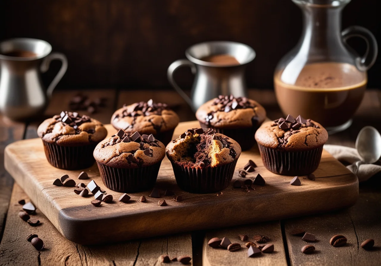Coffee Liqueur Muffins with Chocolate Topping