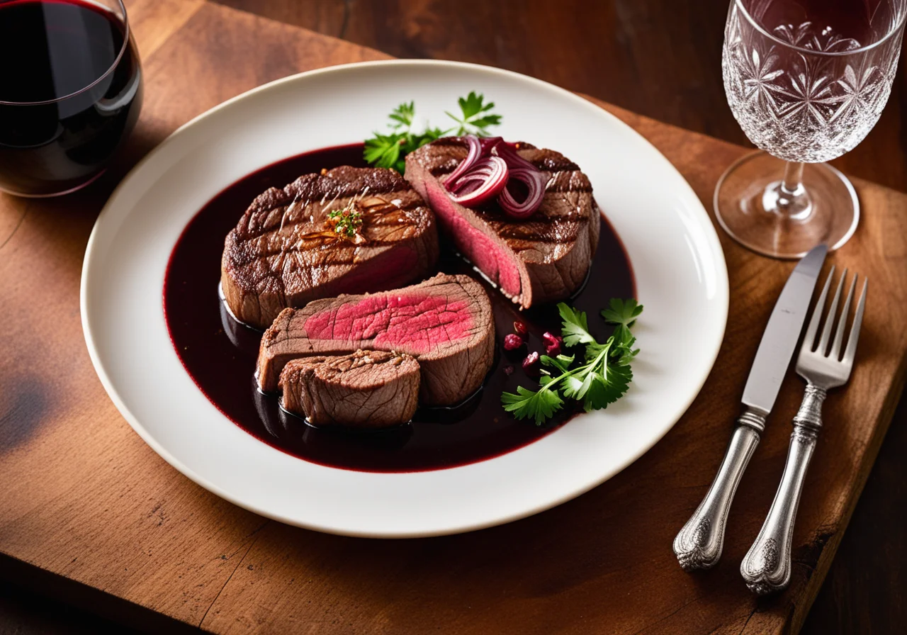 Entrecôte with Red Wine Shallots