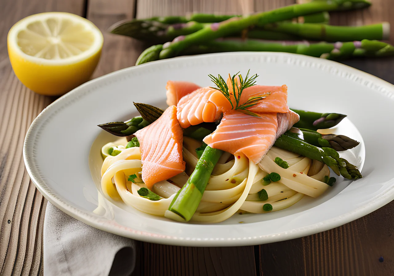 Linguine with Smoked Salmon and Green Asparagus