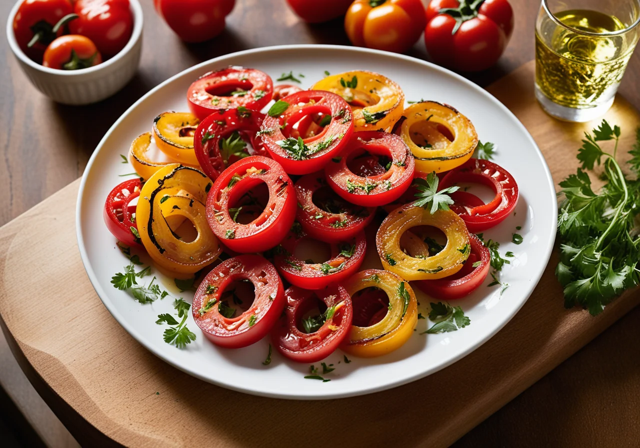 Paprika-Zwiebel-Salat mit Tomaten