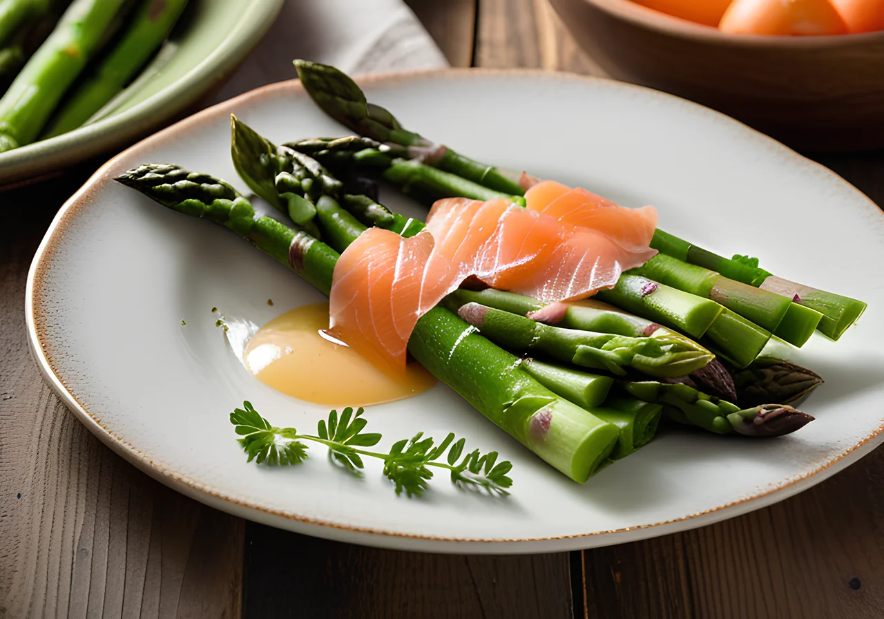 Herb Omelette with Green Asparagus and Smoked Salmon