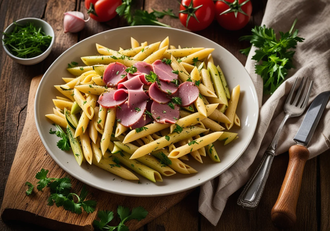 Penne with Ham and Zucchini