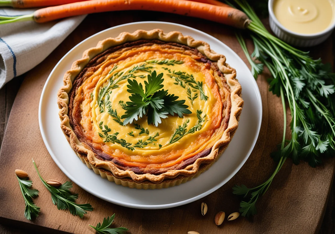 Carrot Leek Quiche with Pine Nuts
