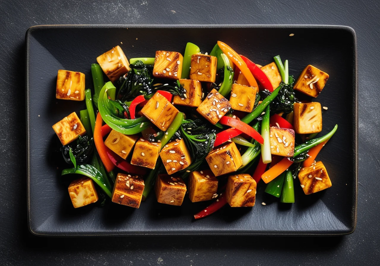 Gebratenes Gemüse mit Tofu aus dem Wok