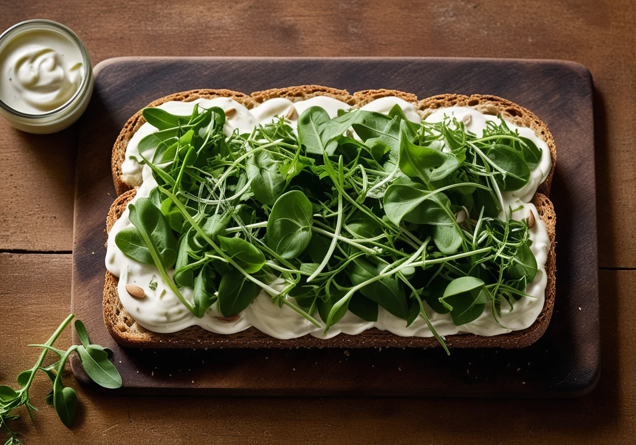 Sunflower seed bread with quark and radish salad