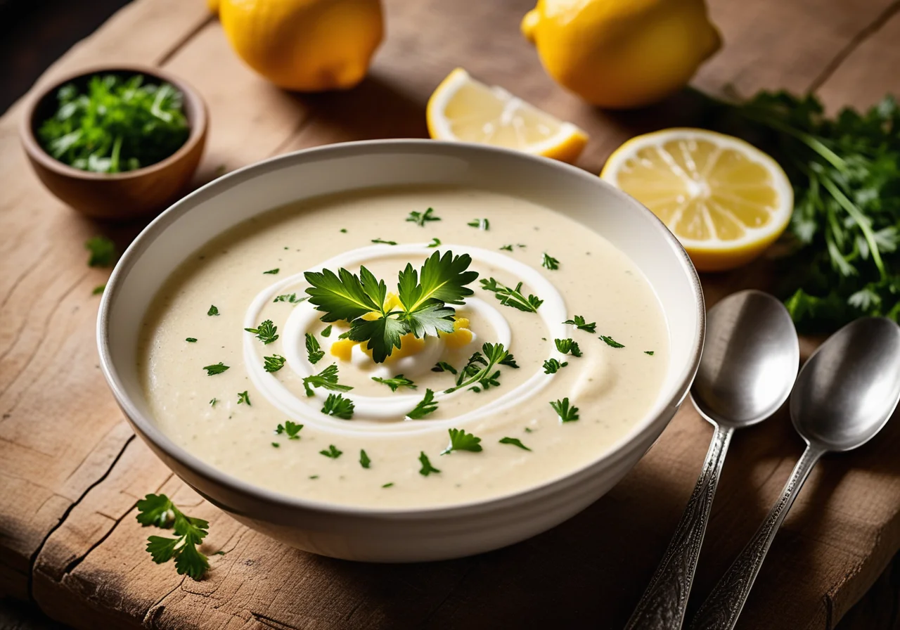 Horseradish Cream Soup with Pickled Ham Hock