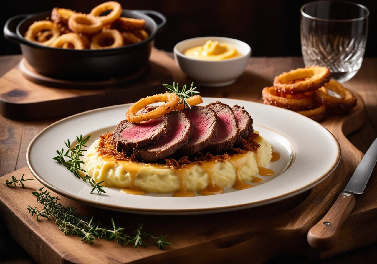 Onion Beef Roast with Potato Gratin