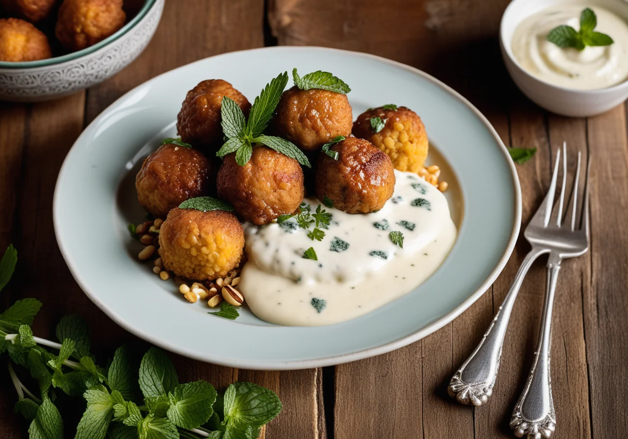Couscous Meatballs with Yogurt Sauce