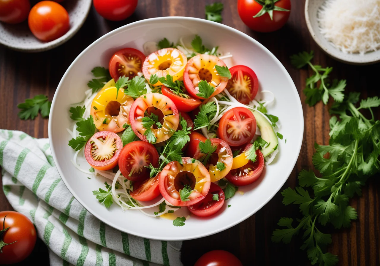 Tomato-Passion Fruit Salad with Shrimp