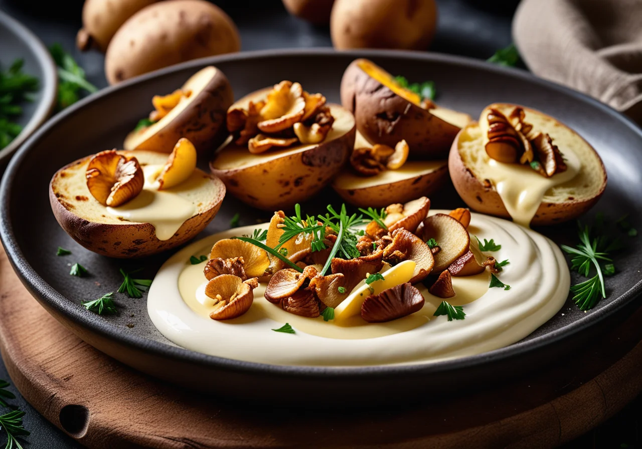 Oven Potatoes with Chanterelles and Sour Cream