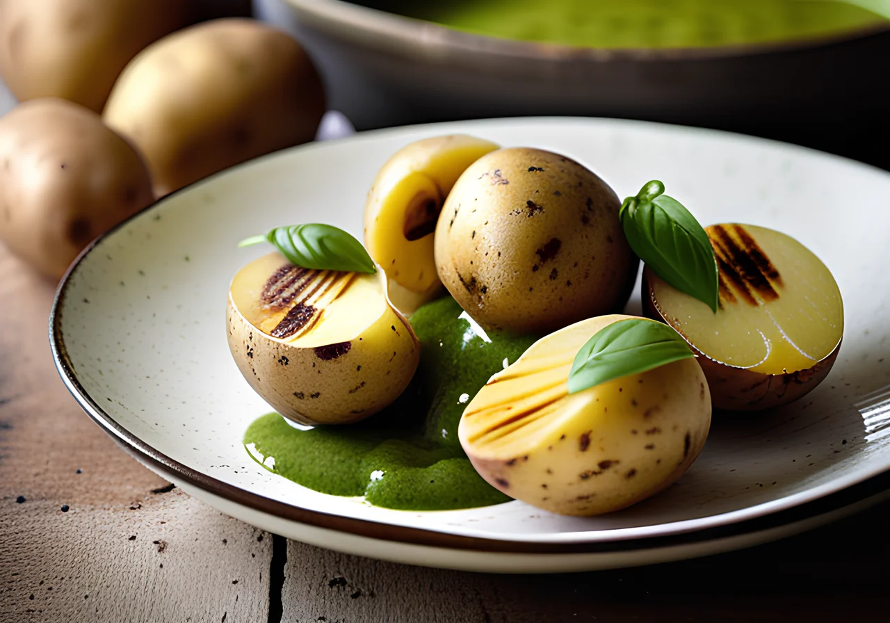 Wrinkled potatoes with green mojo