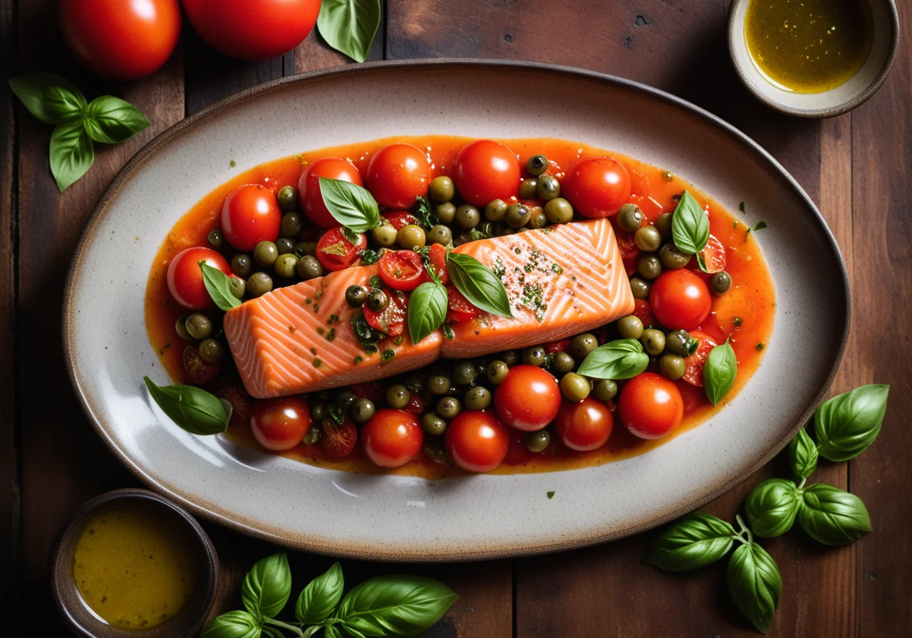 Salmon with Tomato and Capers Sauce