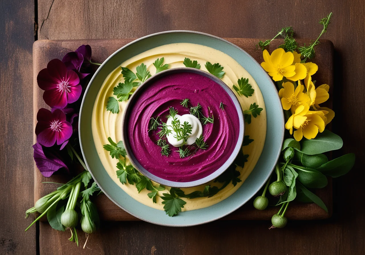 Vegetables and Edible Flowers with Dips