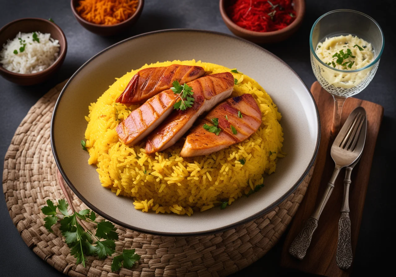 Saffron Curry Rice with Red Mullet