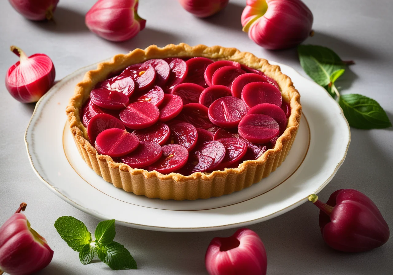 Rhubarb tart with cream
