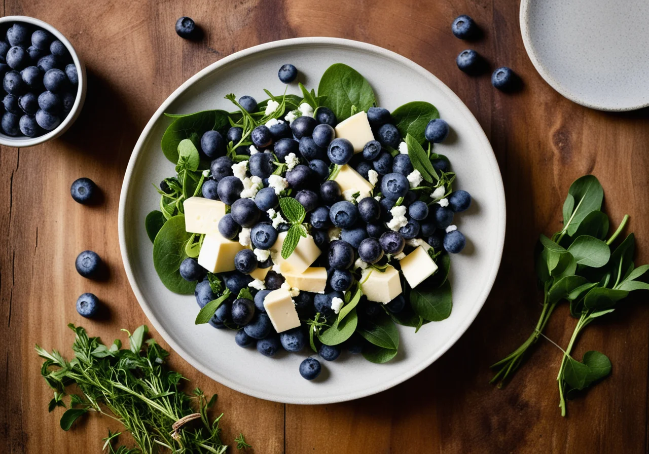 Herb Blueberry Salad with Goat Cheese Taler