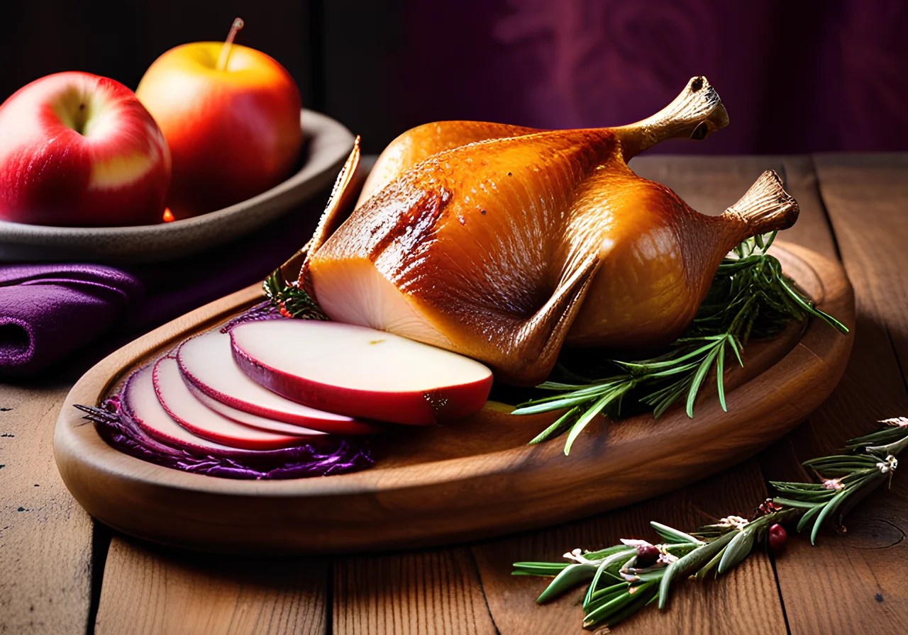 Roast Goose with Apple Red Cabbage for Christmas