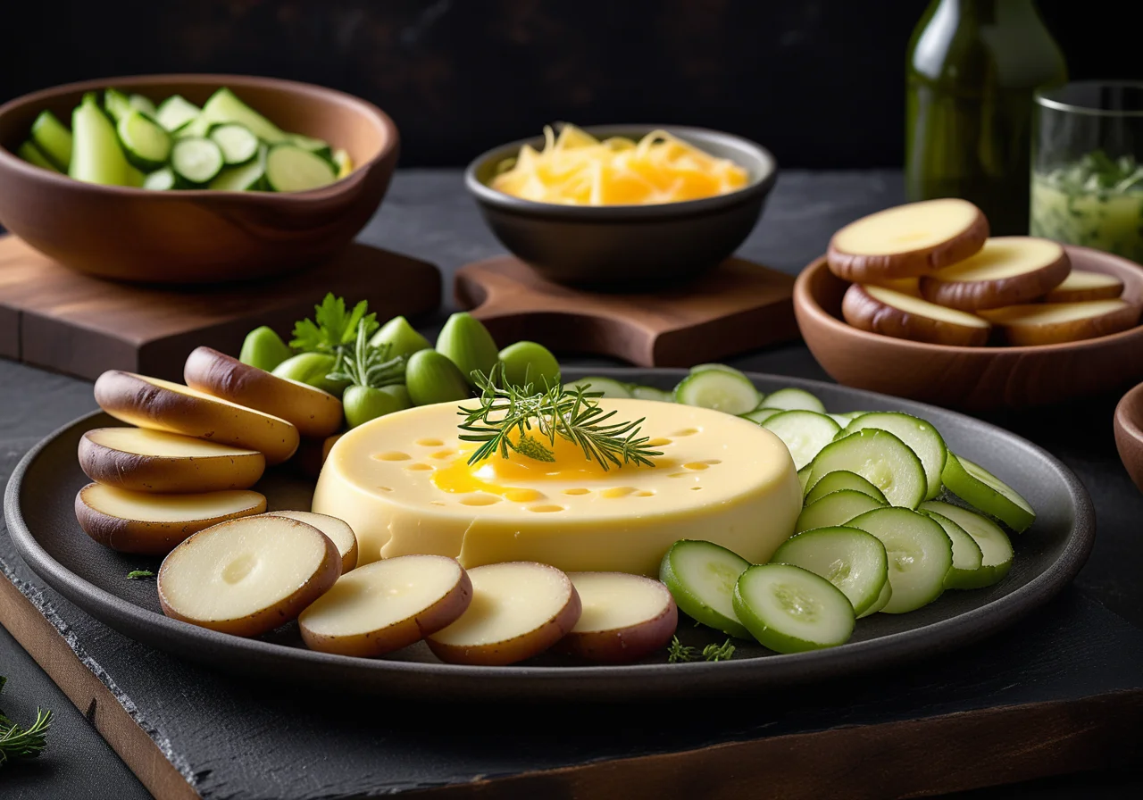 Raclette with Potatoes and Pickles