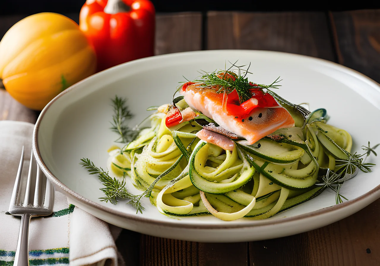 Zucchini Pasta with Smoked Fish