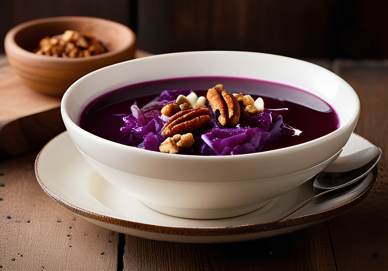 Red Cabbage Soup with Walnuts