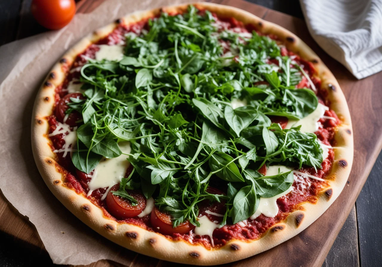 Salami Pizza with Arugula