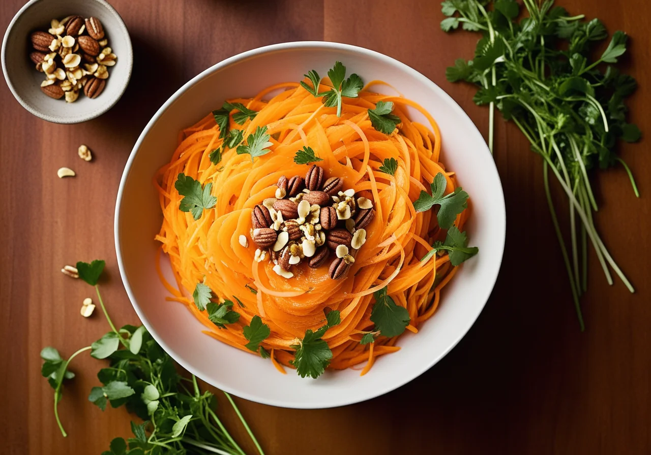 Carrot Strip Salad with Yogurt Apple Sauce
