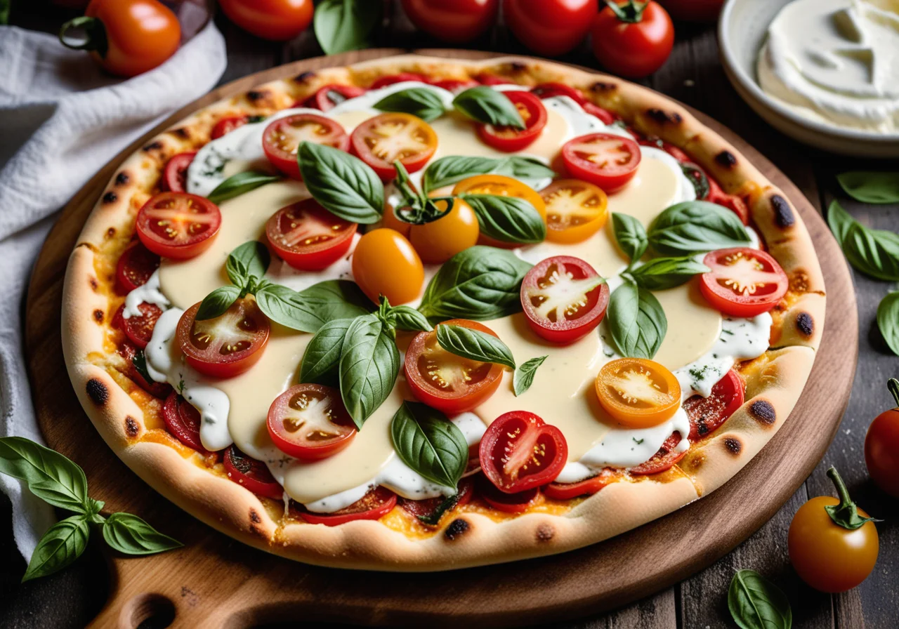 Vegetable Pizza with Sour Cream