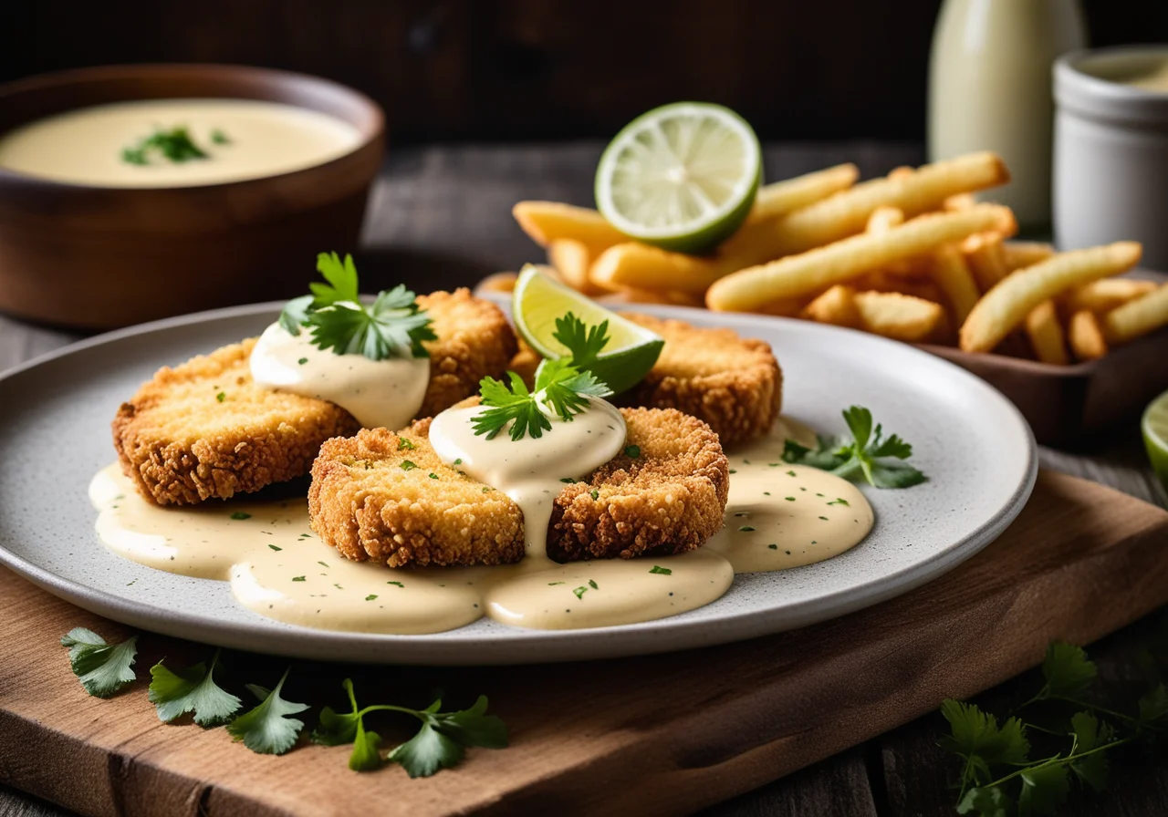Breaded Fish with Lime Coriander Aioli