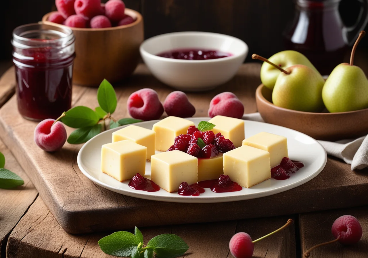 Breaded Cheese Fondue Cubes with Lingonberry Confiture