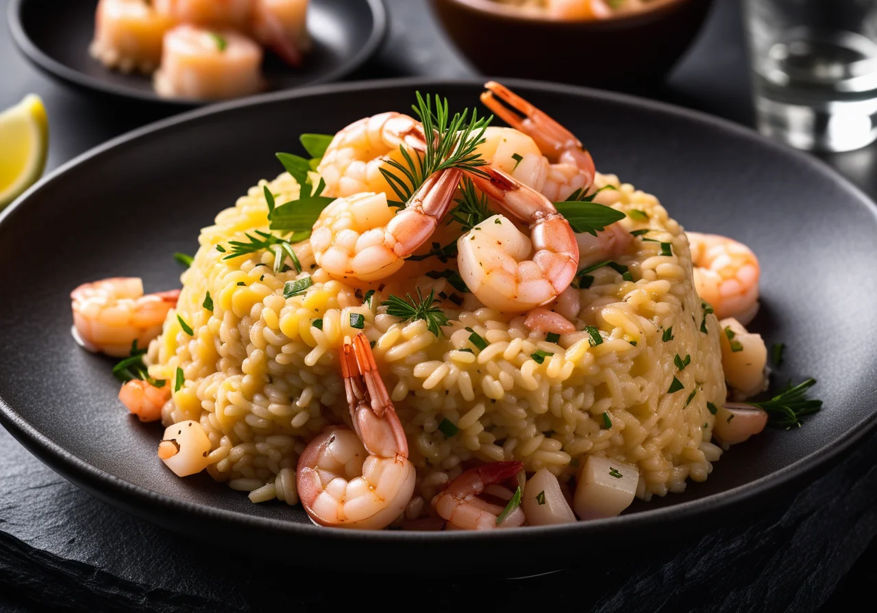 Venere Rice Pyramid with Shrimp and Baby Squid