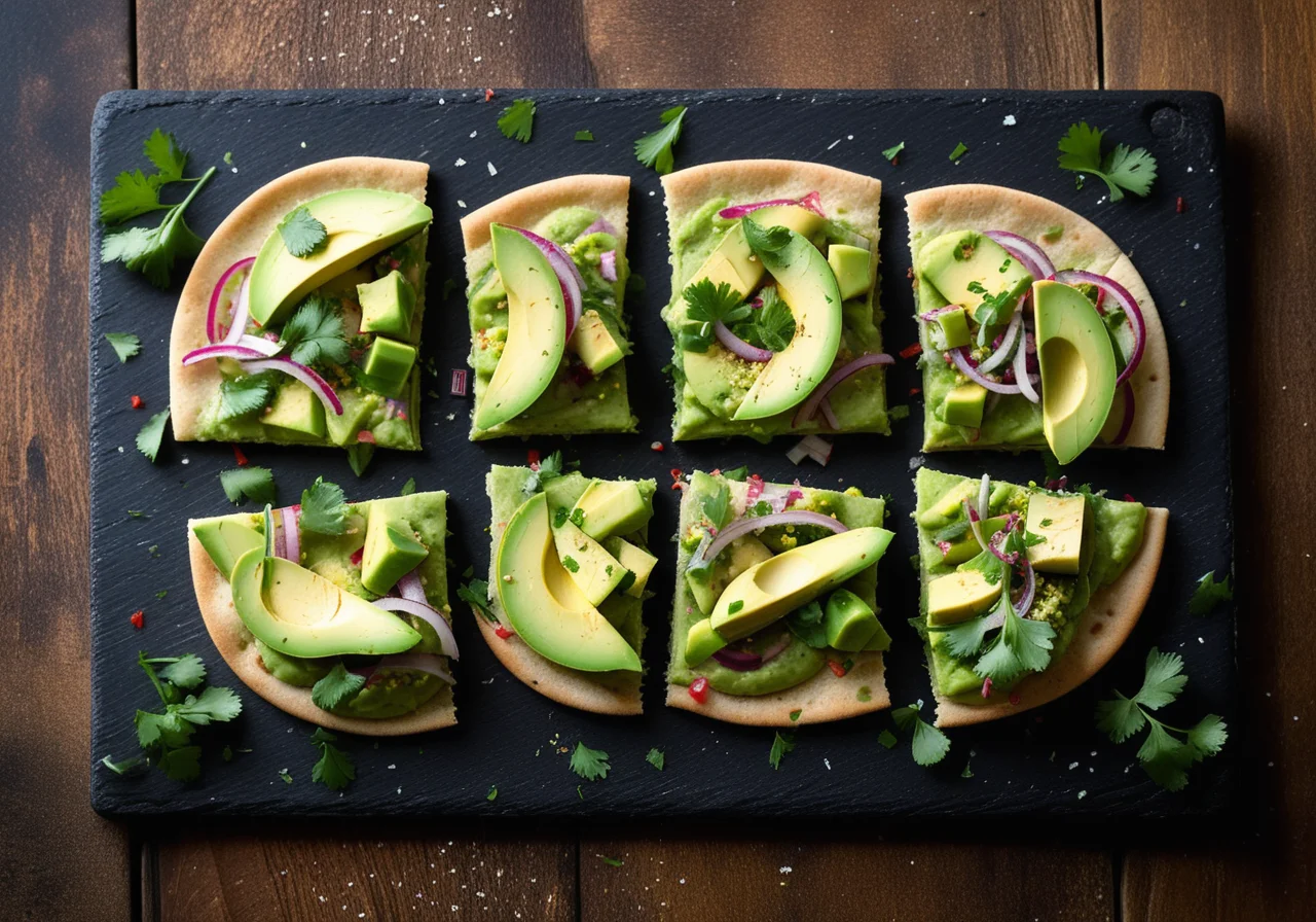 Avocado salsa with flatbread in Lebanese style