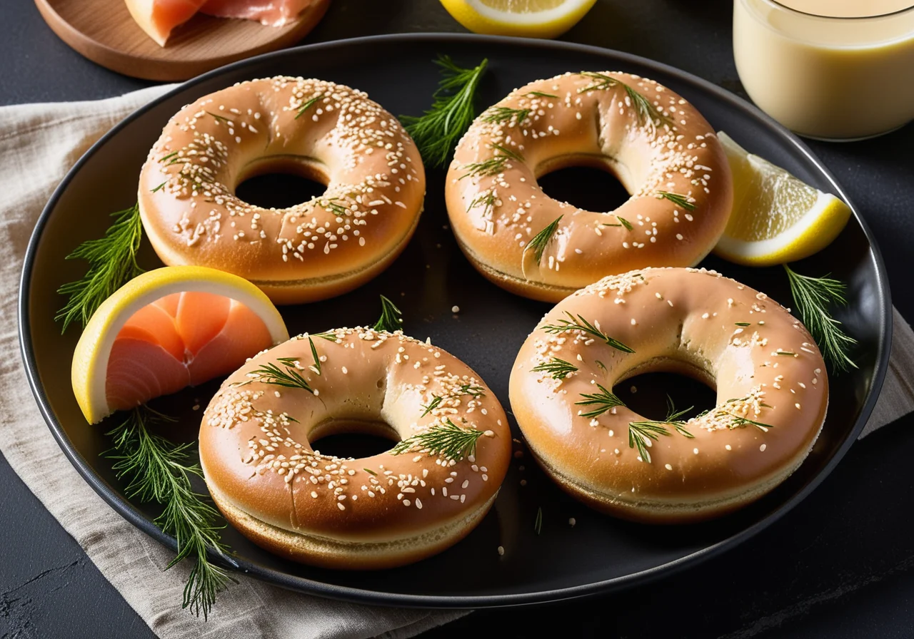 Smoked Salmon with Mayonnaise on Bagel