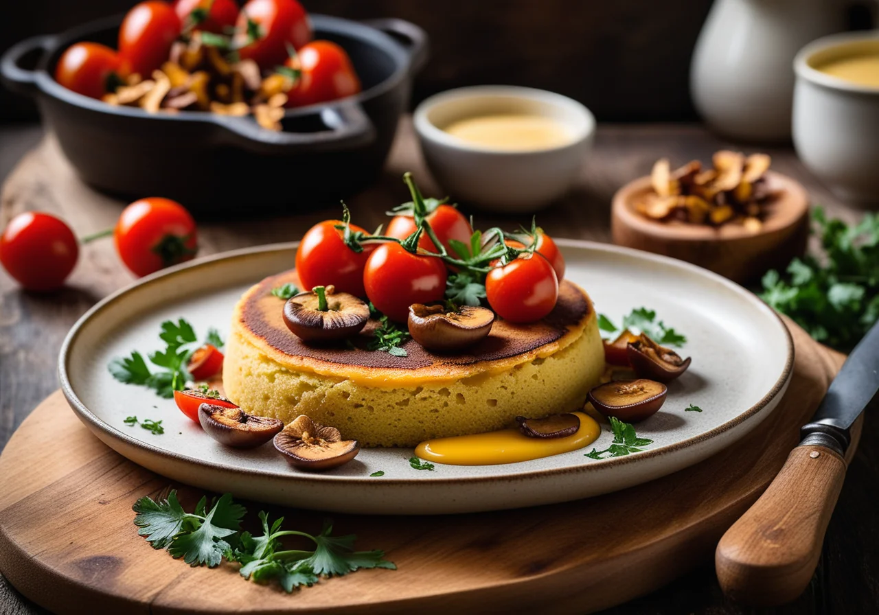 Corn cakes with chanterelles