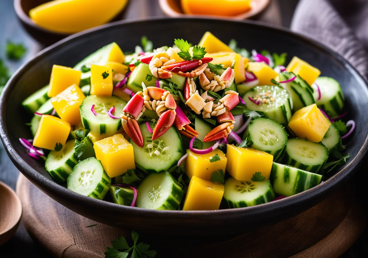 Spicy Cucumber Salad with Pineapple and Mango