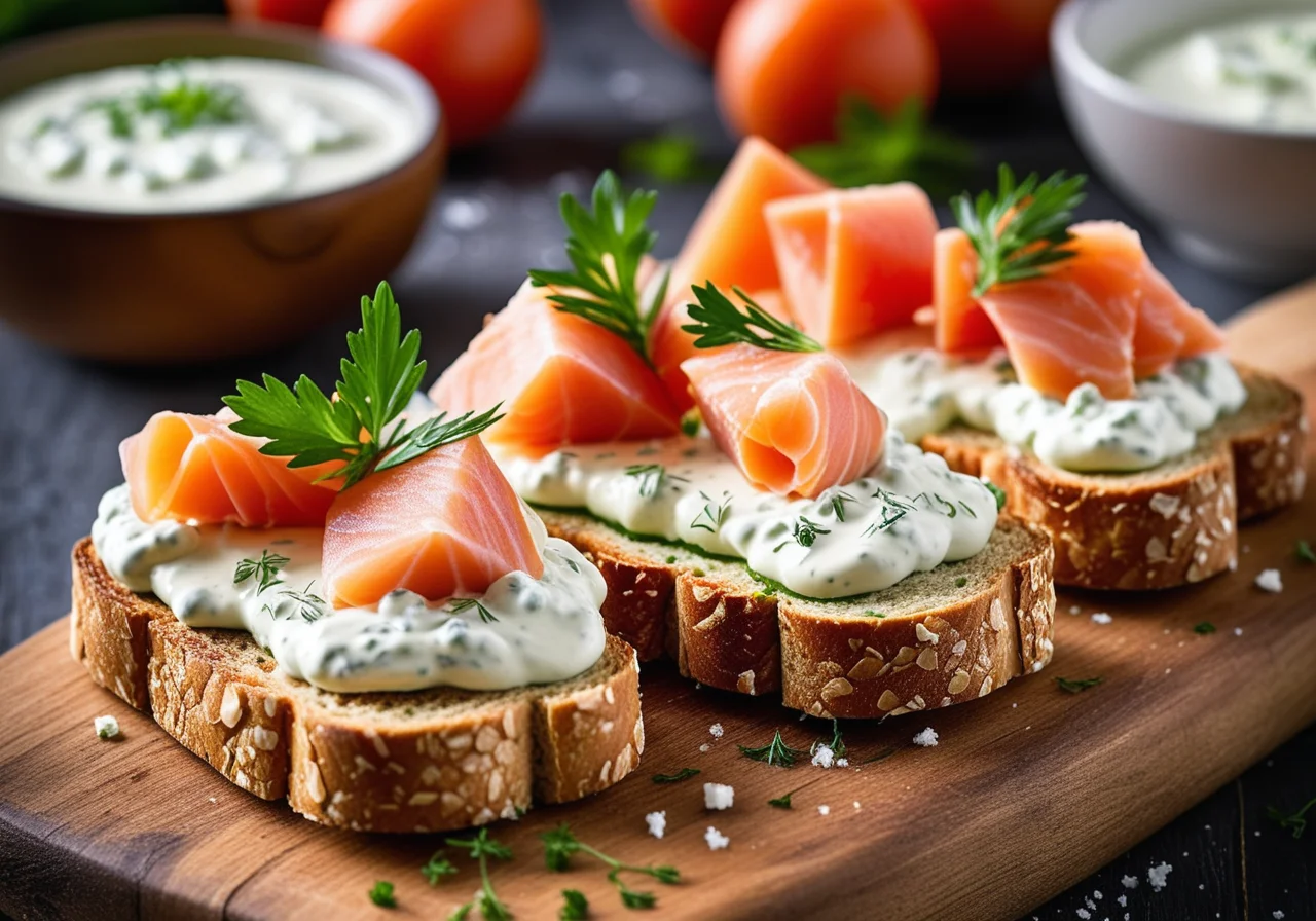 Salmon Stramezzini with Tzatziki
