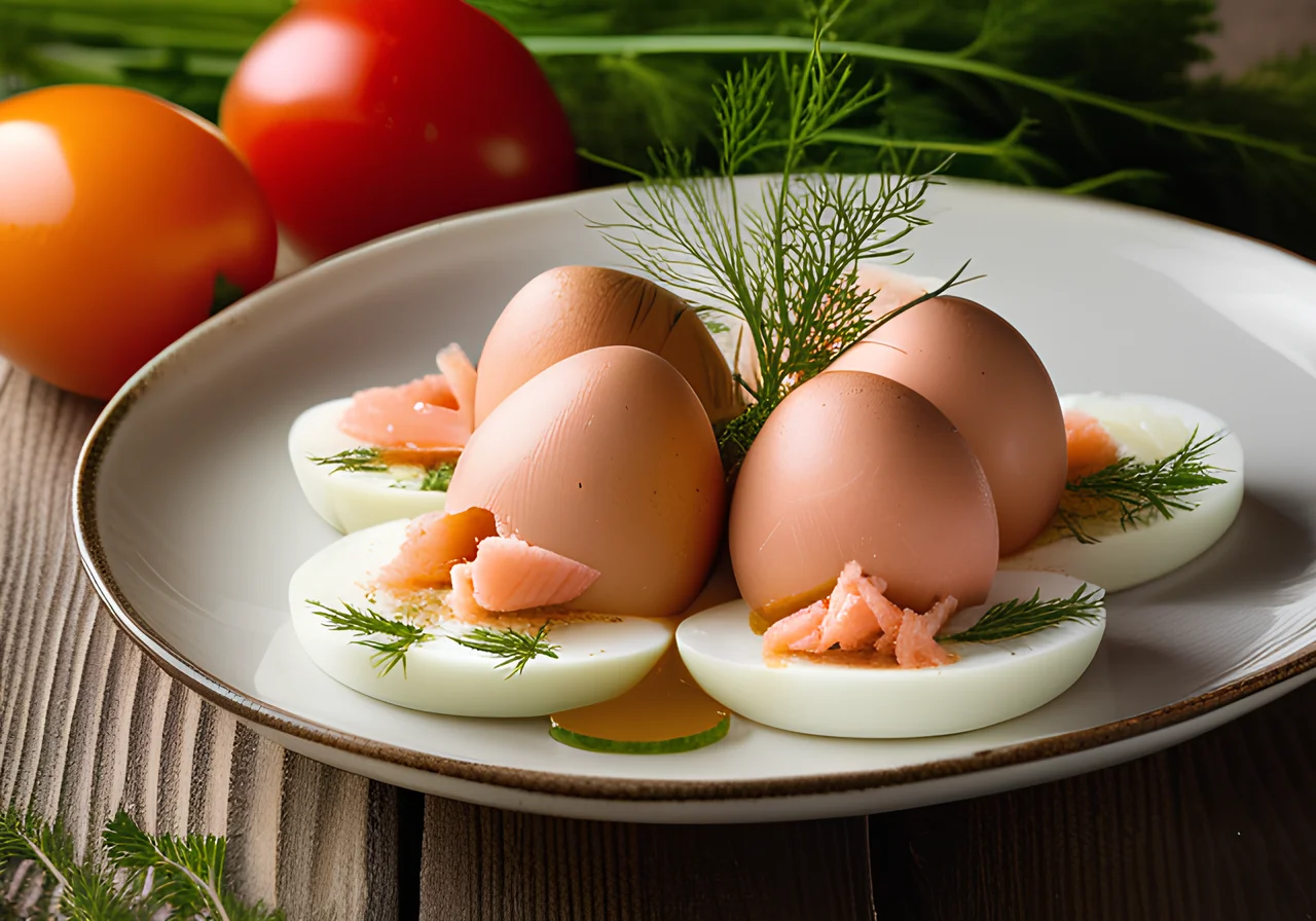 Salmon and Horseradish Stuffed Eggs