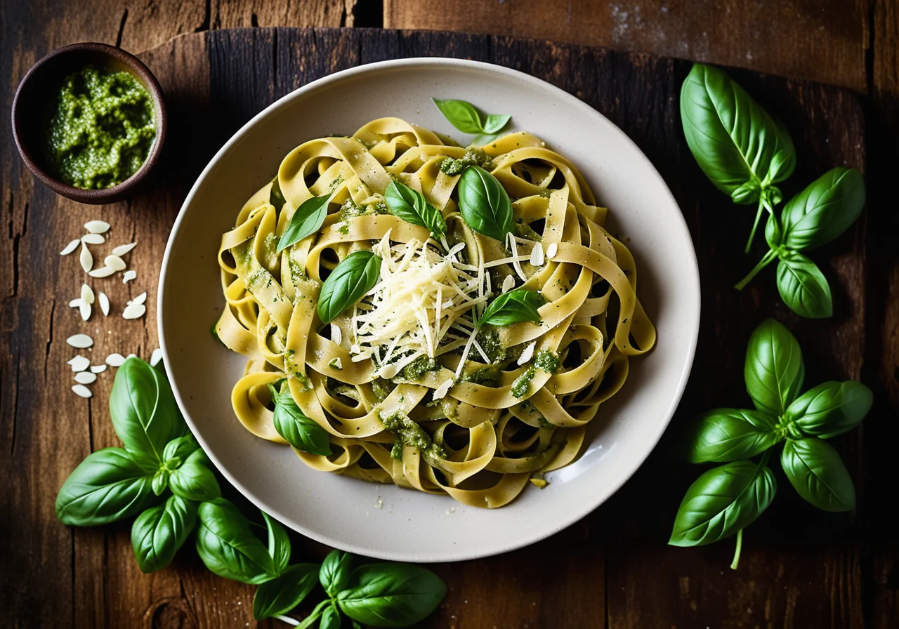 Tagliatelle with Basil Pesto