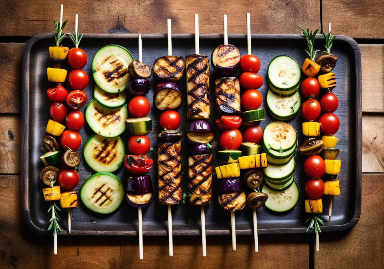 Grilled Vegetable Skewers with Tomato Salsa
