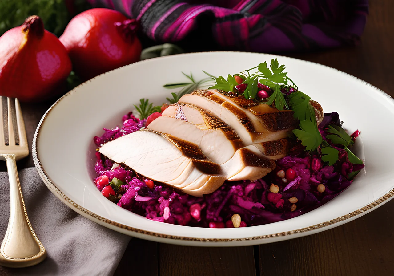 Turkey Breast with Savoy Cabbage Filling and Red Cabbage Tabbouleh