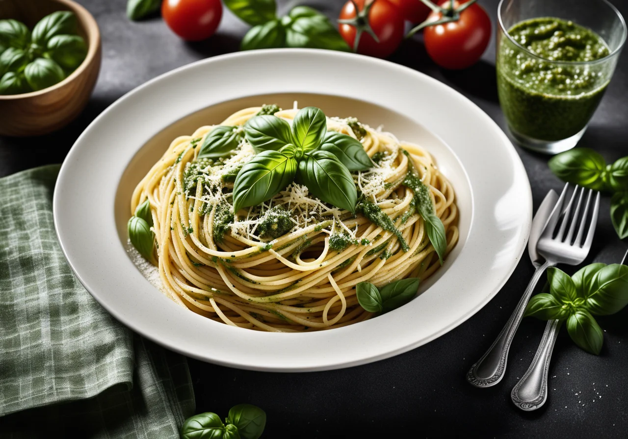 Spaghetti with Basil Pesto