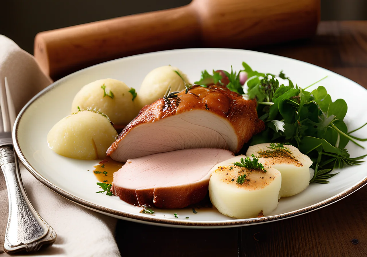 Bavarian Pork Roast with Potato Dumplings