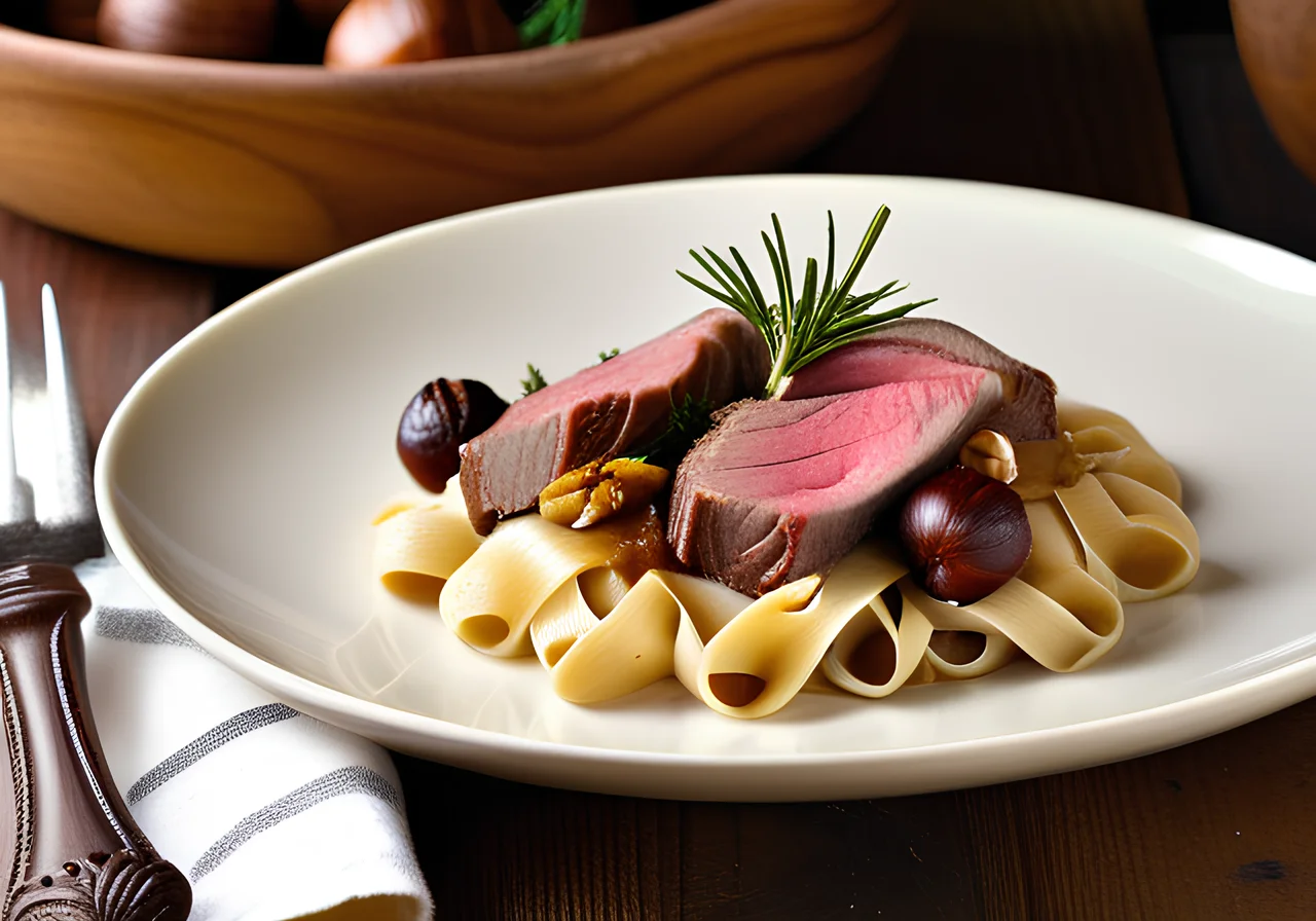 Venison Fillet with Pasta