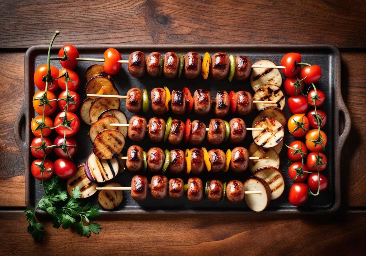 Grilled Sausage and Vegetable Skewers