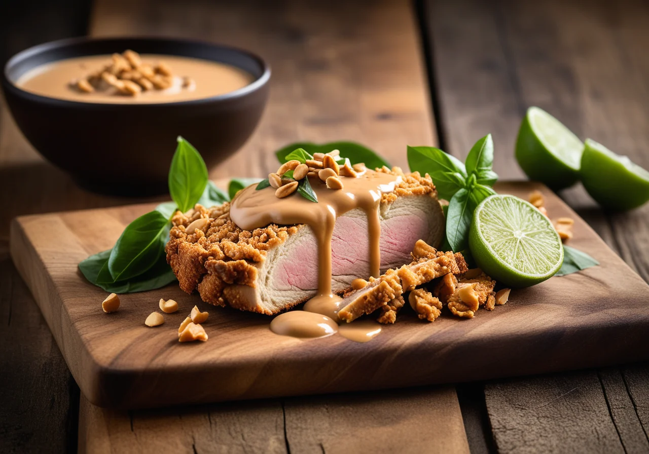 Crunchy Turkey with Peanut Sauce