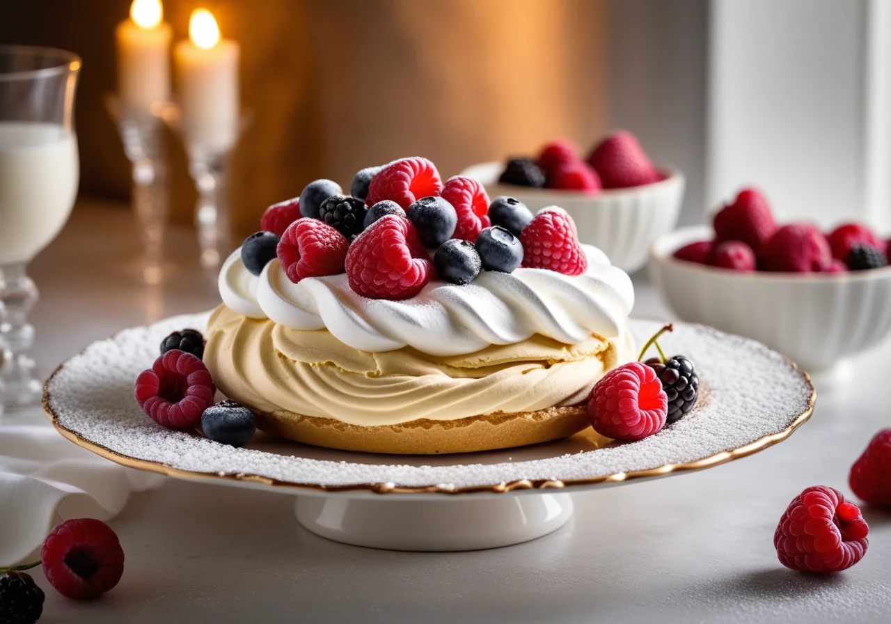 Pavlova with Cream and Berries