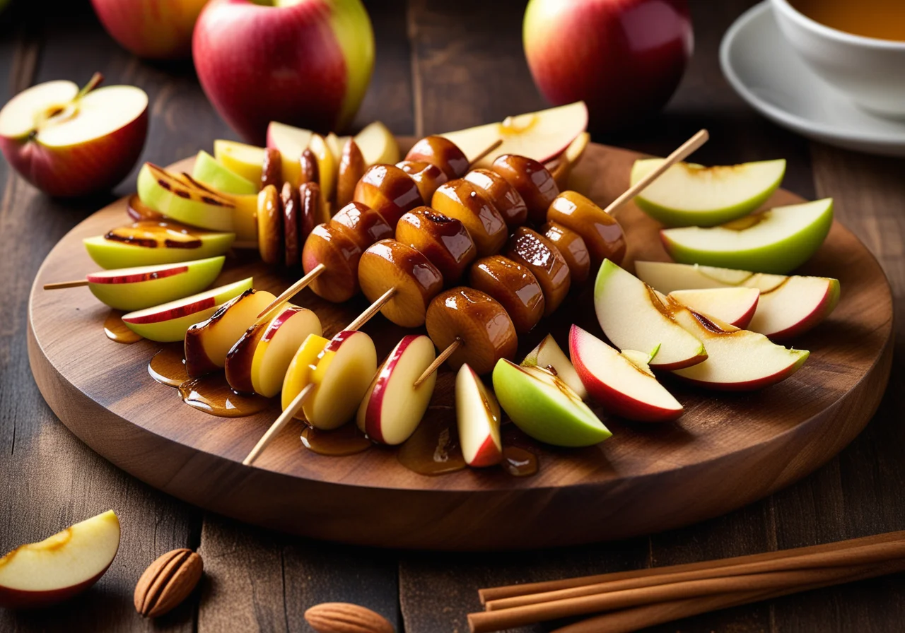 Apple Skewers in Almond Caramel