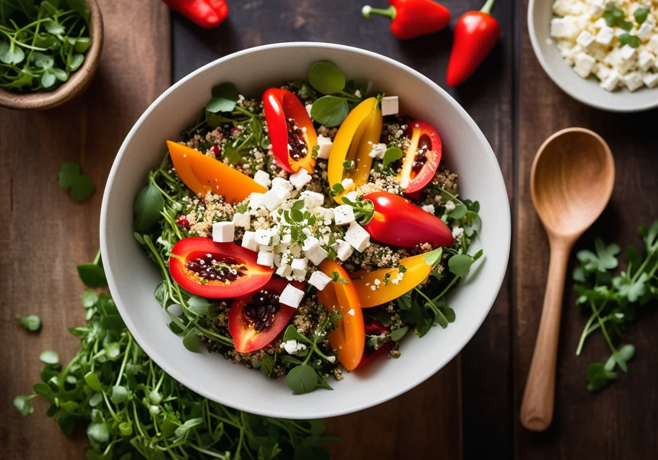 Quinoa Salad with Olives and Sheep Cheese