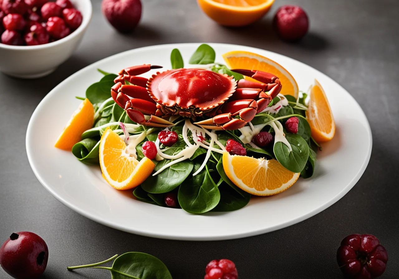 Crab Salad with Apple, Carrot and Lingonberries