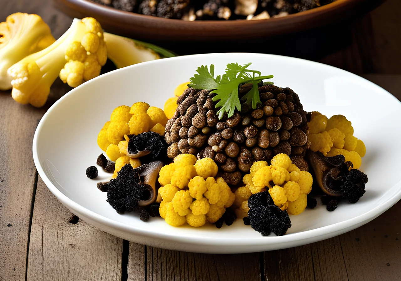Cauliflower Vegetable with Lentils and Morels