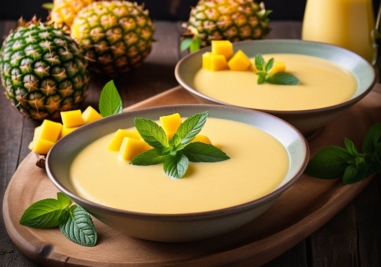 Vegan Mango Lassi with Pineapple Skewers